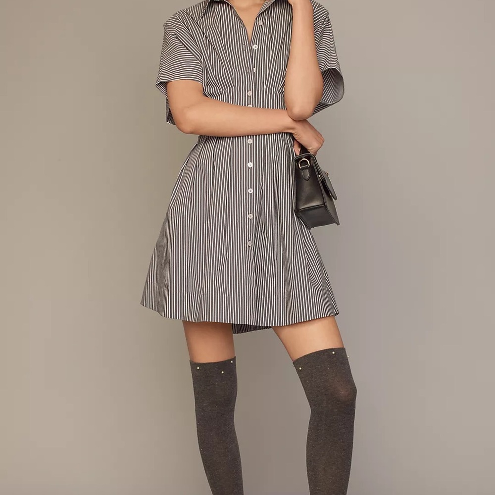 Striped Button-Up Shirt Dress